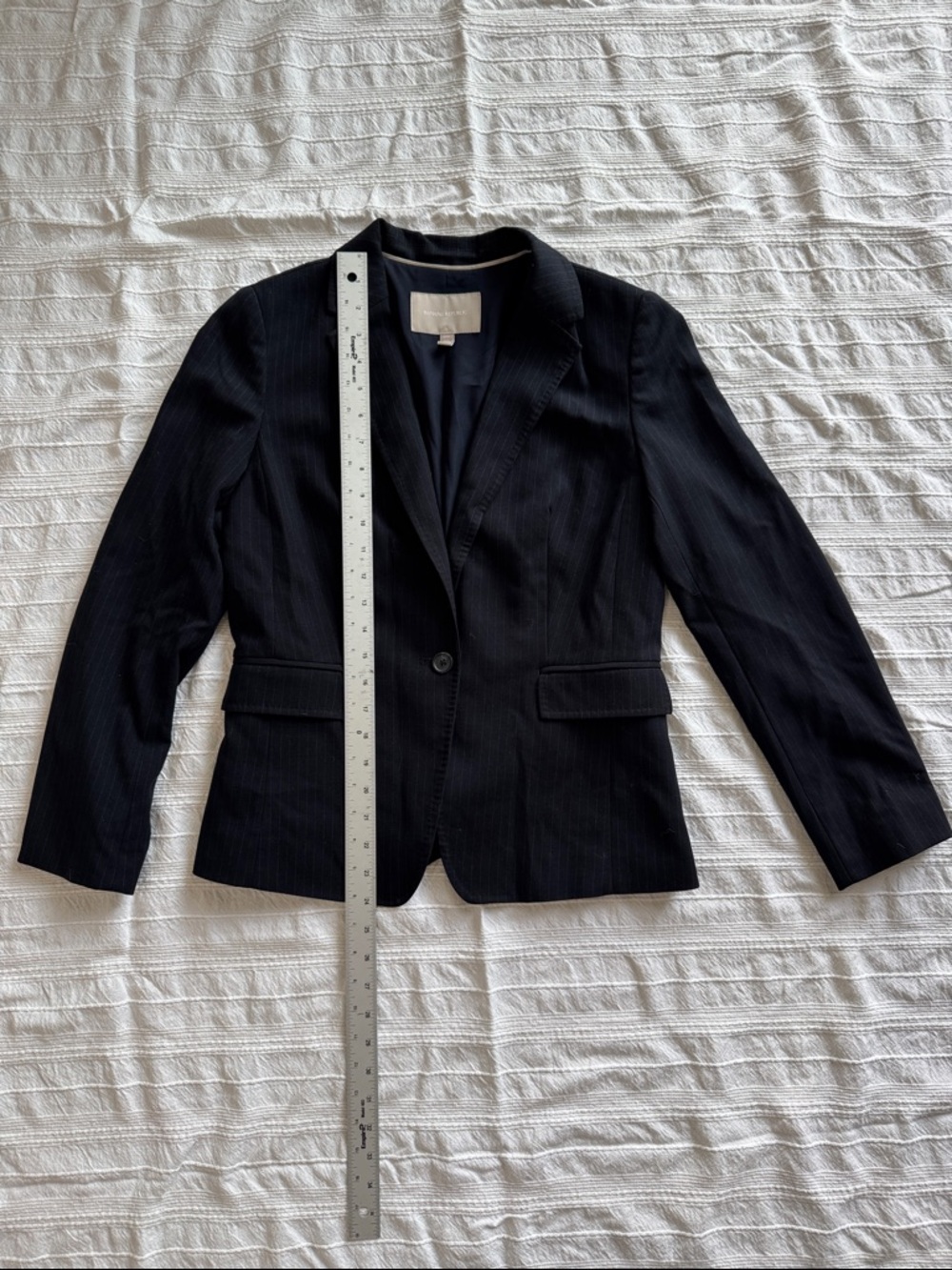 Banana Republic Black Pinstripe Single-Button Blazer